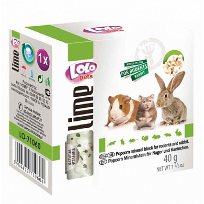 Lolopets Мінеральний камінь для гризунів попкорн 40г